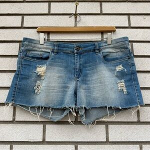 Blank NYC Distressed Cutoff Denim Jean Shorts Blue